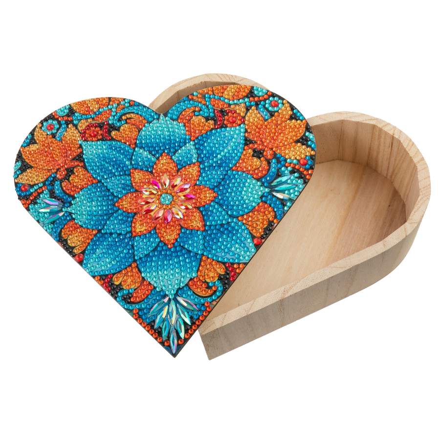 Heart Crystal Art Kit Wooden Boxes Set of 2