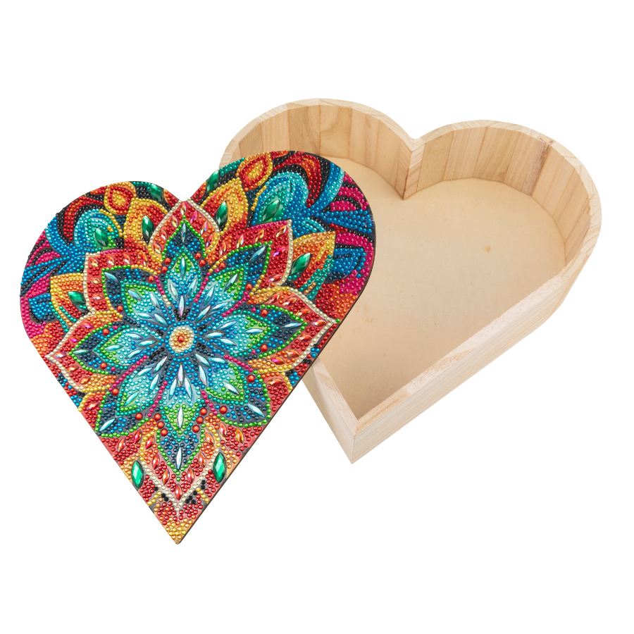 Heart Crystal Art Kit Wooden Boxes Set of 2