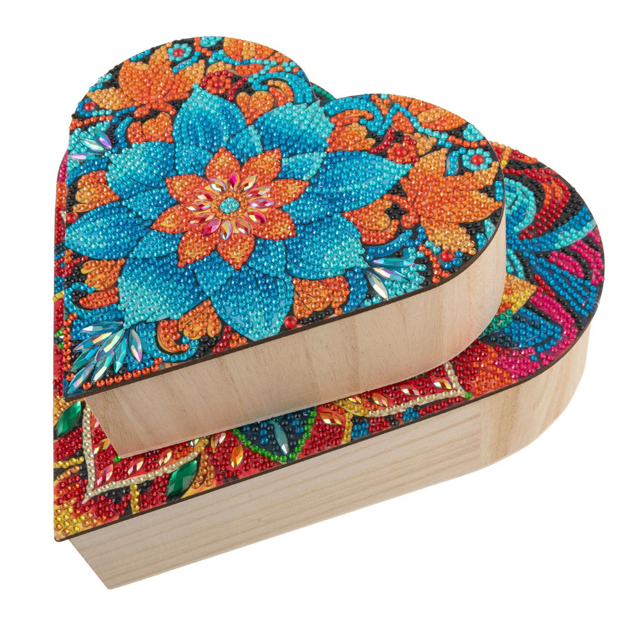 Heart Crystal Art Kit Wooden Boxes Set of 2