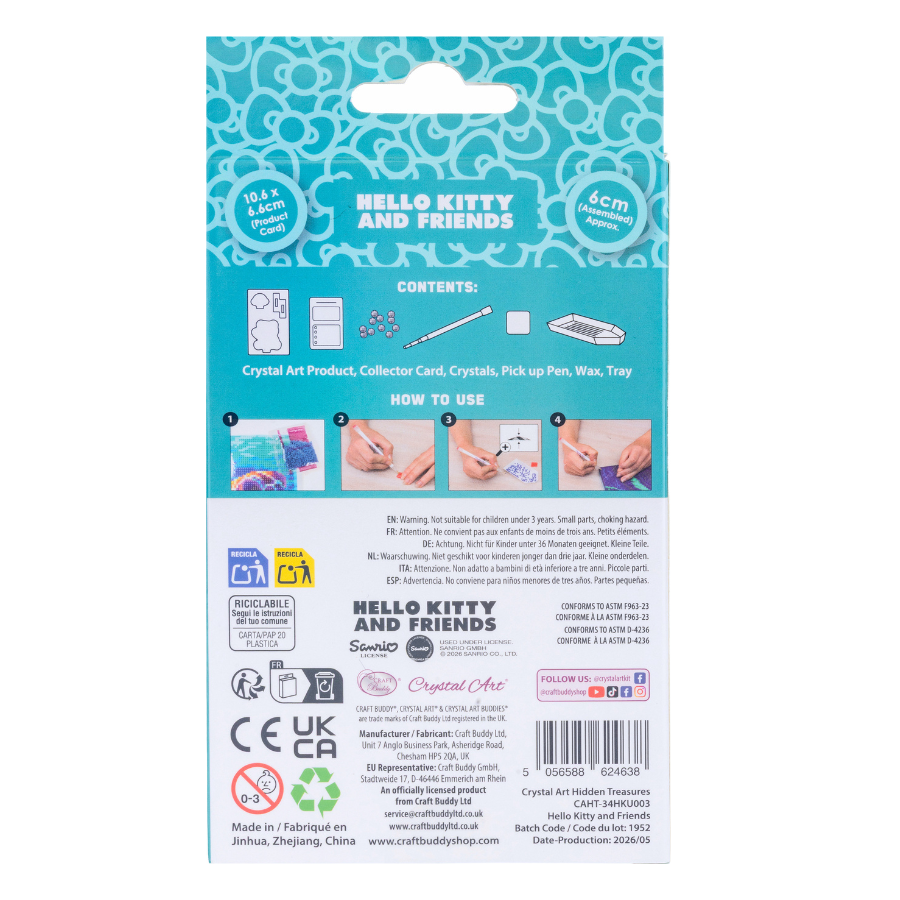 Hello Kitty And Friends Crystal Art Hidden Treasures Kit