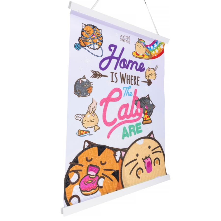 Home Is Where The Cats Are Crystal Art Scroll Kit 40x50cm Fuzzballs