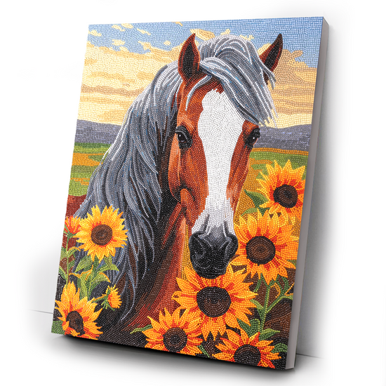 Horse With Sunflowers Crystal Art Canvas Kit 35x45 11