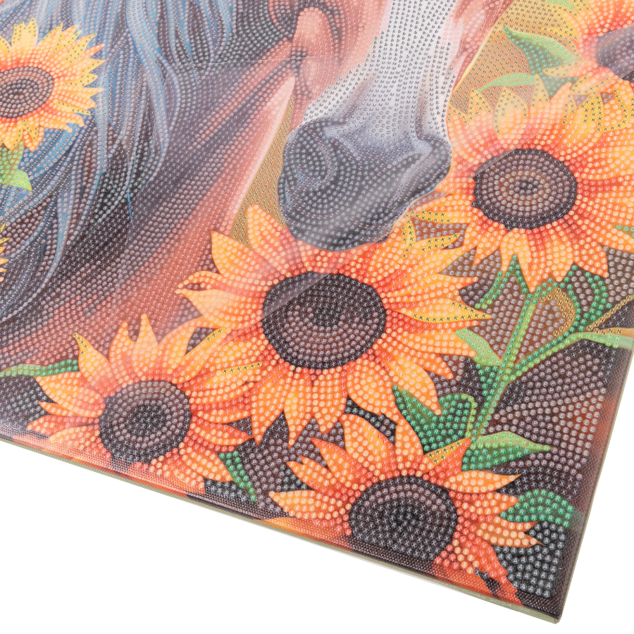 Horse With Sunflowers Crystal Art Canvas Kit 35x45 4