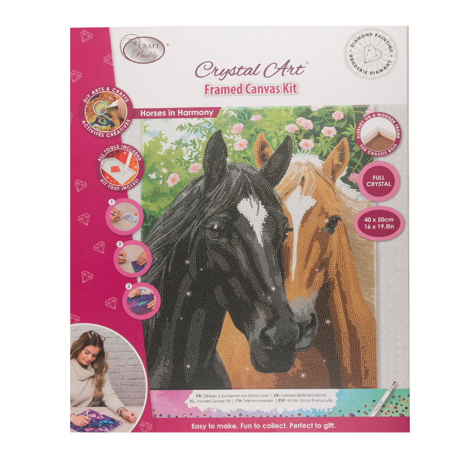 Horses In Harmony Crystal Art Canvas Kit 40x50cm
