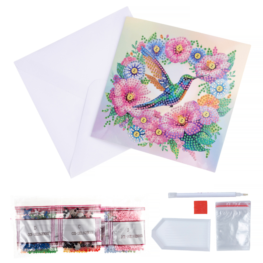 Hummingbird Crystal Art Card Kit 15cmx15cm