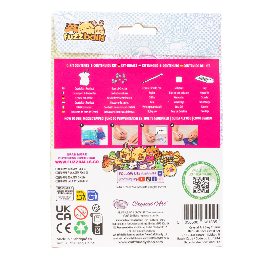 I Licked It Crystal Art Bag Charm Kit Fuzzballs