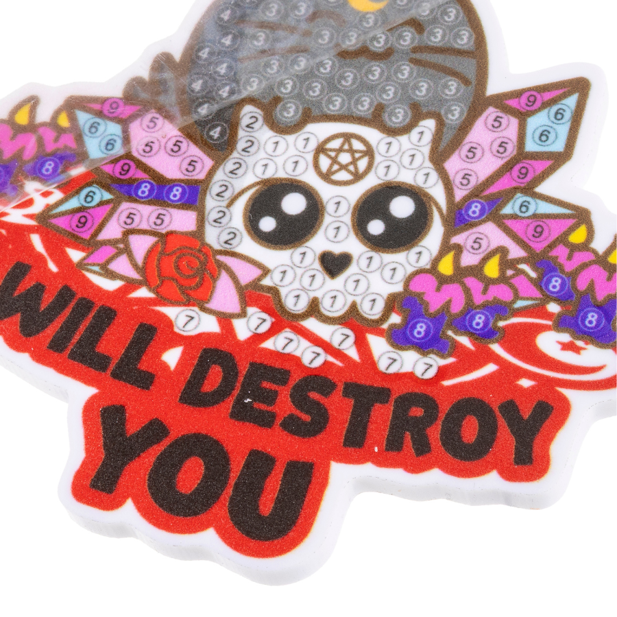 I Will Destroy You Crystal Art Bag Charm Kit Fuzzballs
