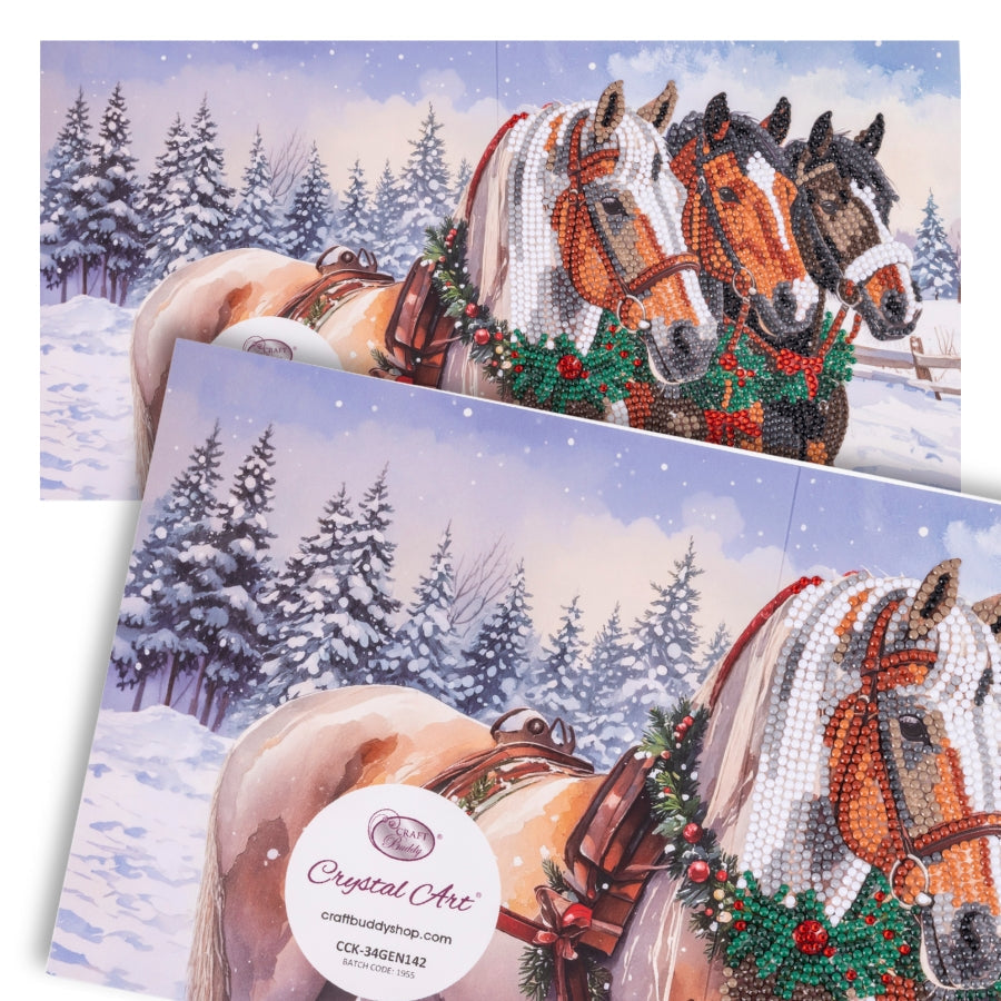 Jolly Horses Crystal Art Card Kit 18x18cm