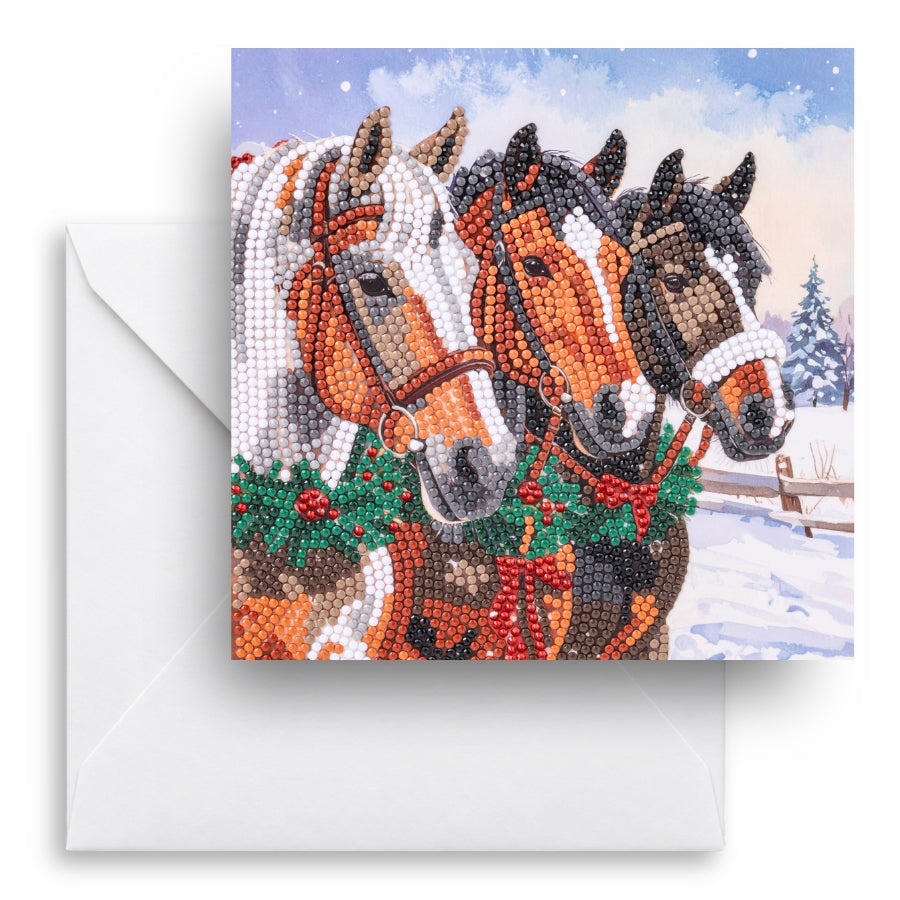 Jolly Horses Crystal Art Card Kit 18x18cm