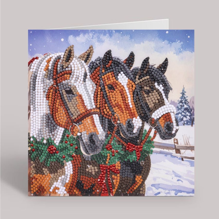 Jolly Horses Crystal Art Card Kit 18x18cm