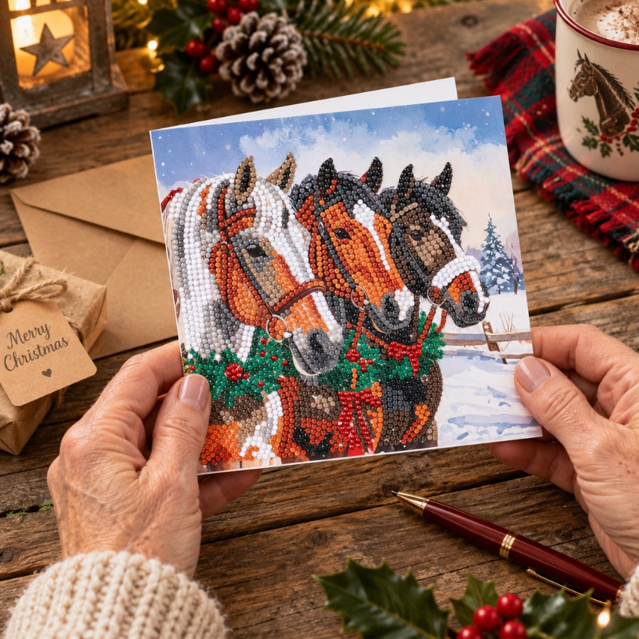 Jolly Horses Crystal Art Card Kit 18x18cm