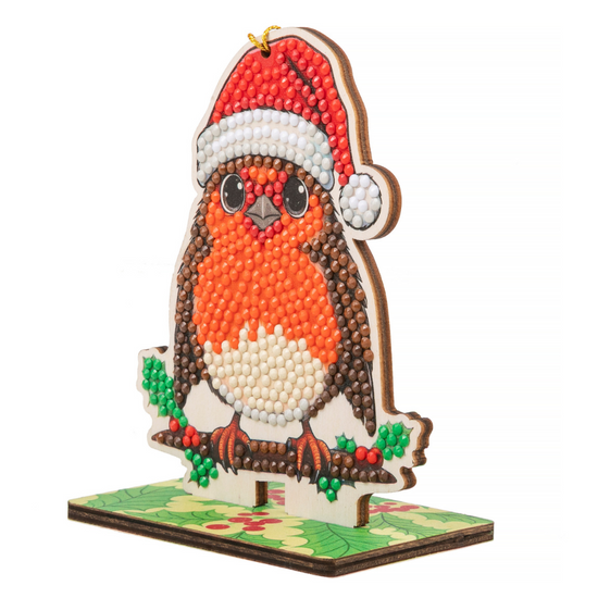 Jolly Robin Crystal Art Hanging Buddies Decoration angle