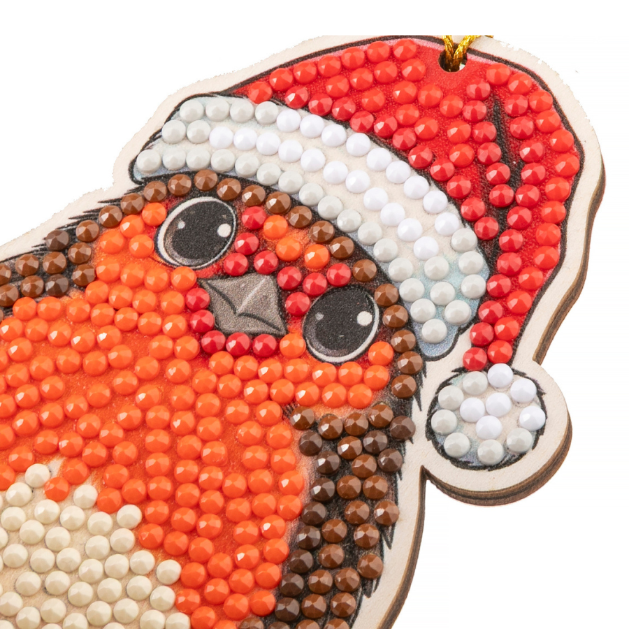 Jolly Robin Crystal Art Hanging Buddies Decoration close up
