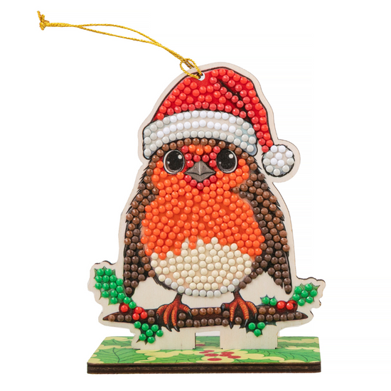 Jolly Robin Crystal Art Hanging Buddies Decoration-front