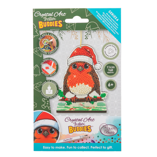 Jolly Robin Crystal Art Hanging Buddies Decoration front