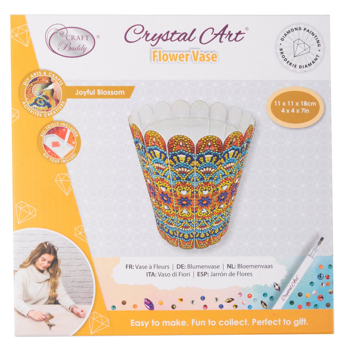 Joyful blossom crystal art vase front packaging