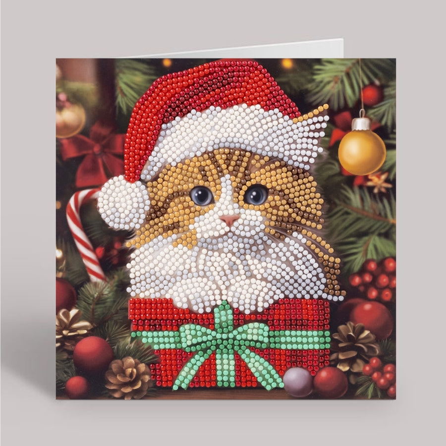 Kitten's Christmas Crystal Art Card Kit 18x18cm