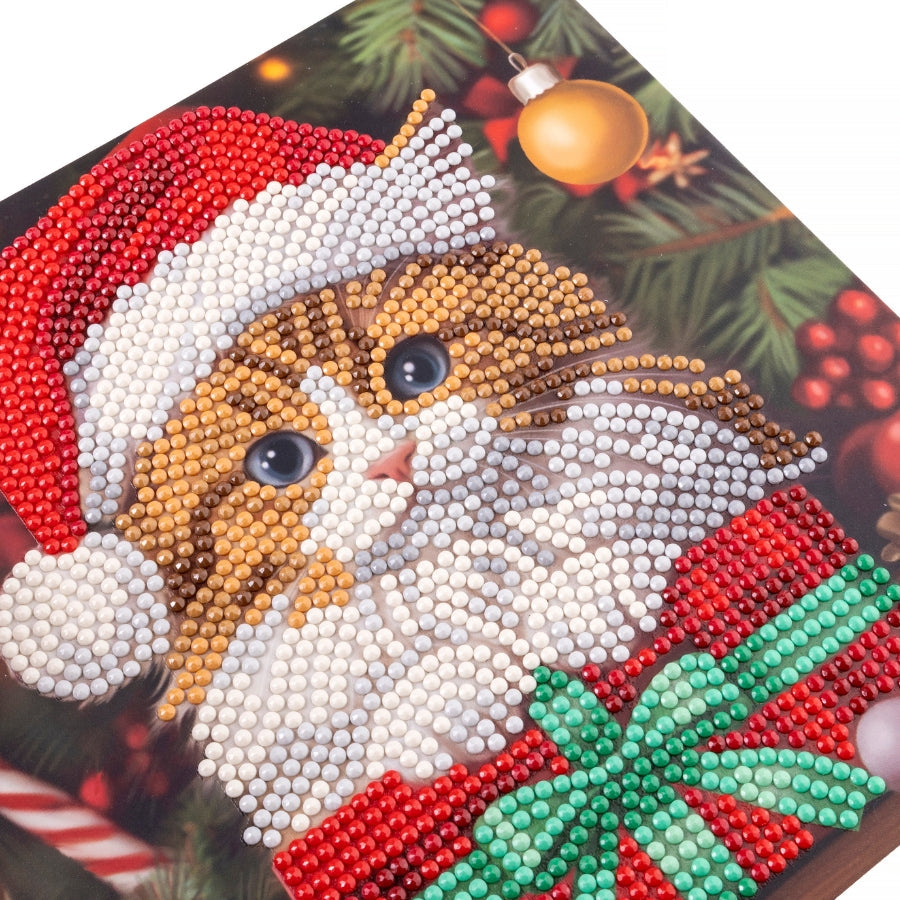 Kitten's Christmas Crystal Art Card Kit 18x18cm