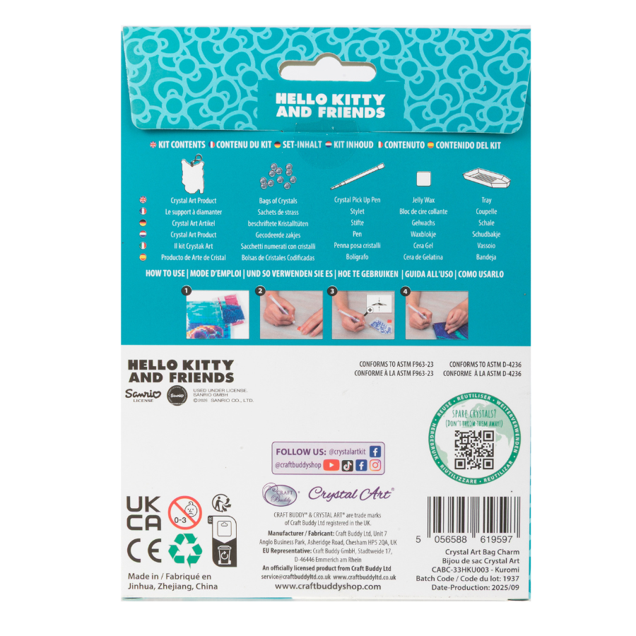 Kuromi Crystal Art Bag Charm Kit Hello Kitty