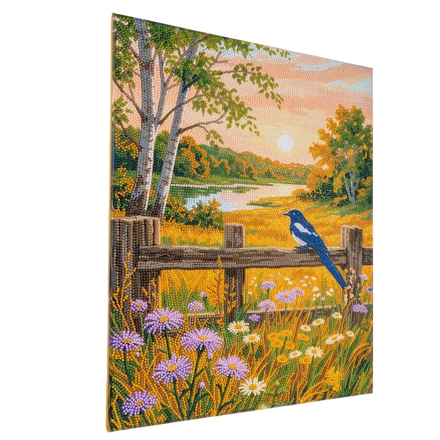Landscape and Magpie Crystal Art Canvas Kit 40x50cm
