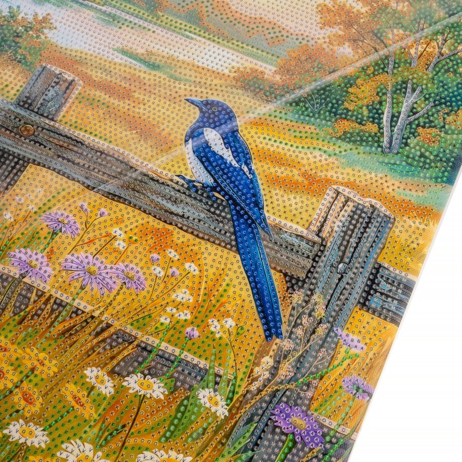 Landscape and Magpie Crystal Art Canvas Kit 40x50cm