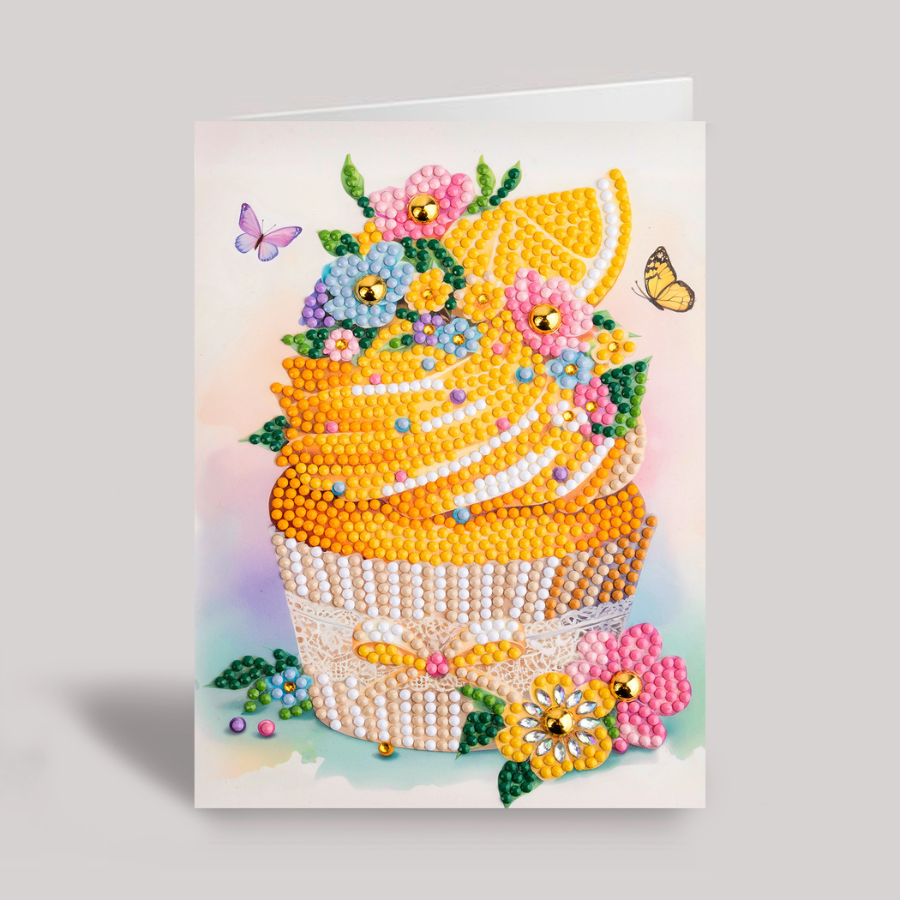 Lemon Cupcake Crystal Art Card Kit 12.6cm x 17.5cm