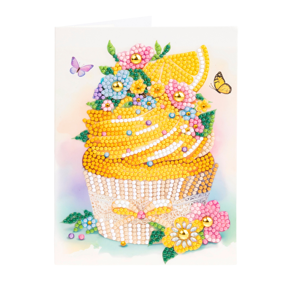 Lemon Cupcake Crystal Art Card Kit 12.6cm x 17.5cm