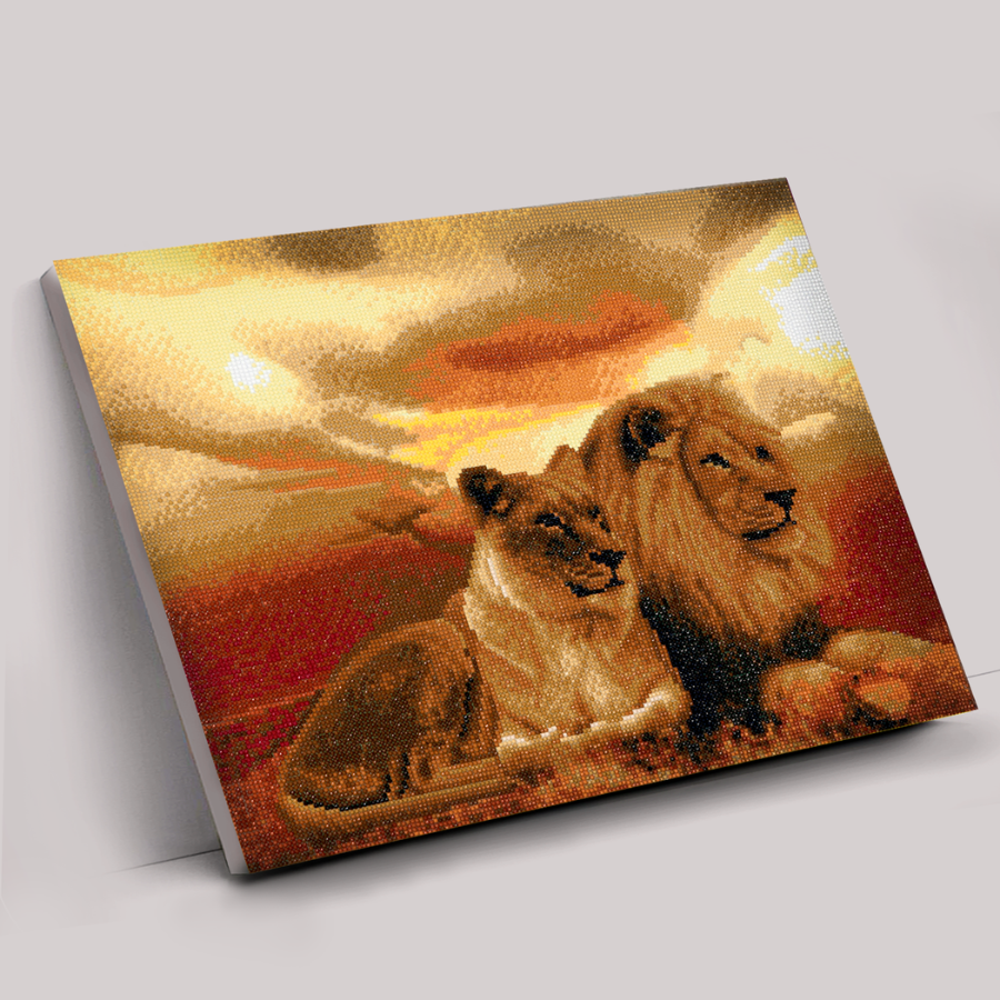 CAK-A55: "Lions of Savannah" Framed Crystal Art Kit, 40 x 50cm