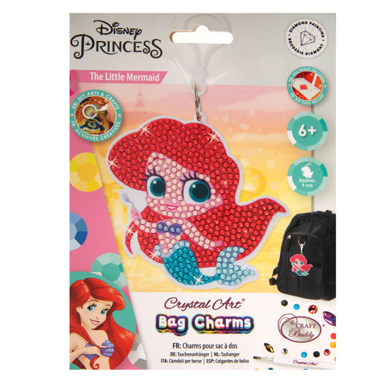 Little Mermaid Crystal Art Bag Charm 3