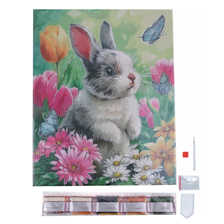 Little Rabbit Crystal Art Canvas Kit 40x50cm