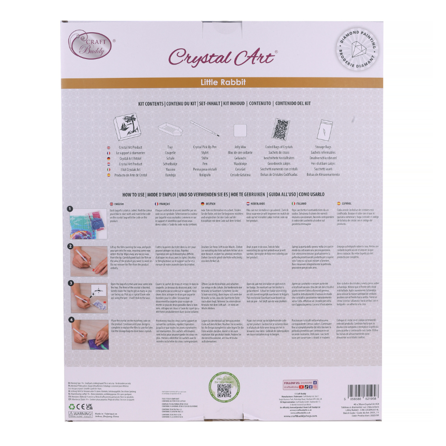 Little Rabbit Crystal Art Canvas Kit 40x50cm