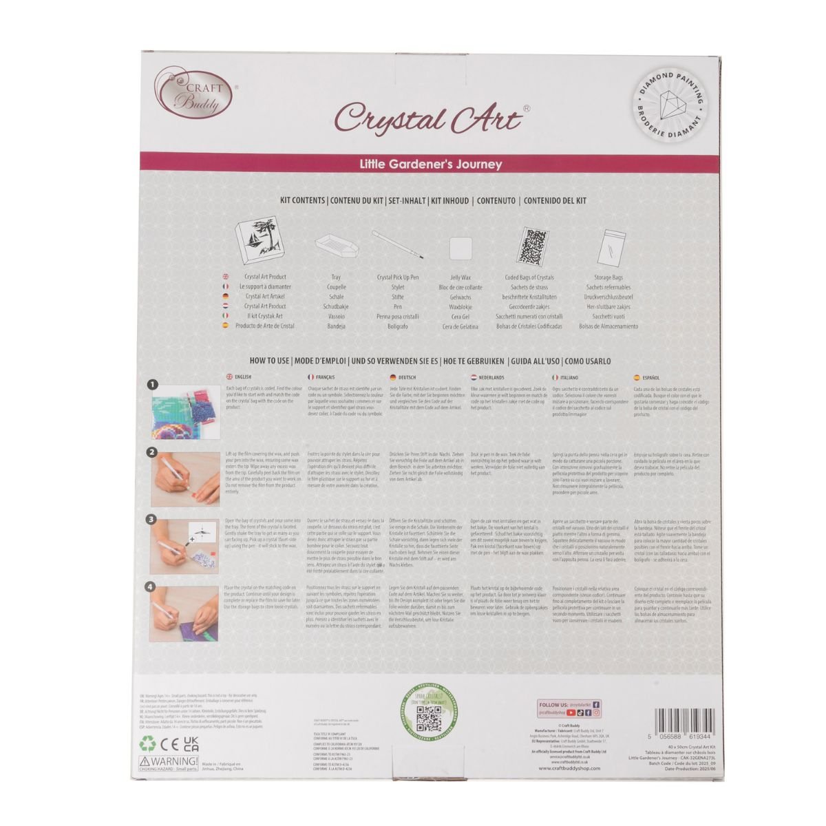 Little gardeners journey crystal art canvas 40x50 back packaging