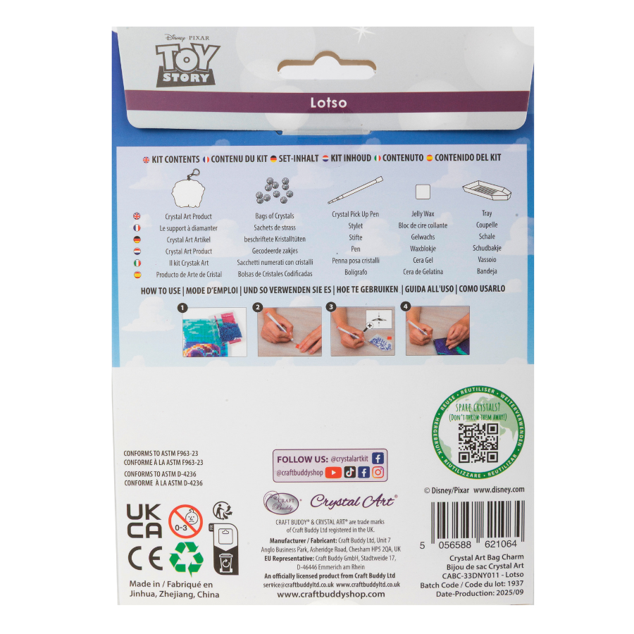 Lotso Crystal Art Bag Charm Kit Toy Story Disney Pixar
