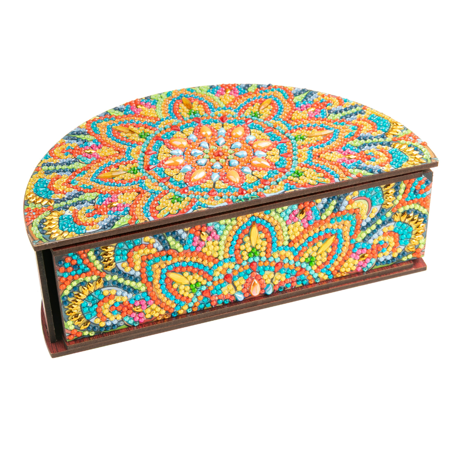 Mandala Treasure Crystal Art Wooden Box Kit