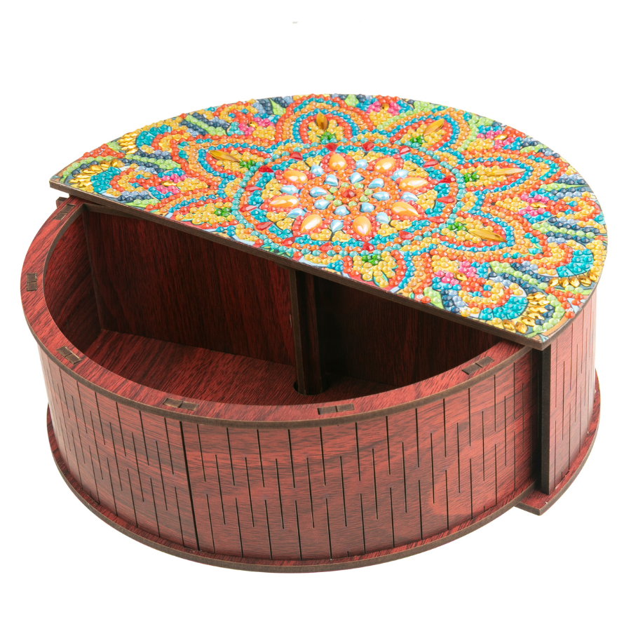 Mandala Treasure Crystal Art Wooden Box Kit