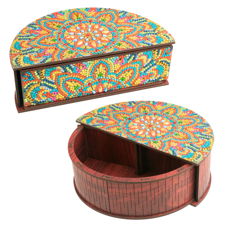 Mandala Treasure Crystal Art Wooden Box Kit
