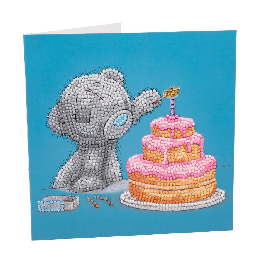 "Happy Birthday" Tatty Teddy Crystal Art Card - 18x18cm Front