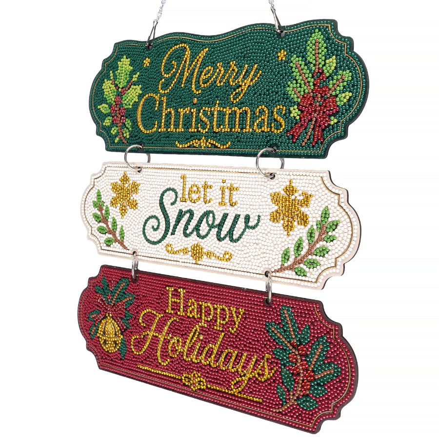 Merry Christmas Sign Crystal Art Hanging Decoration Kit