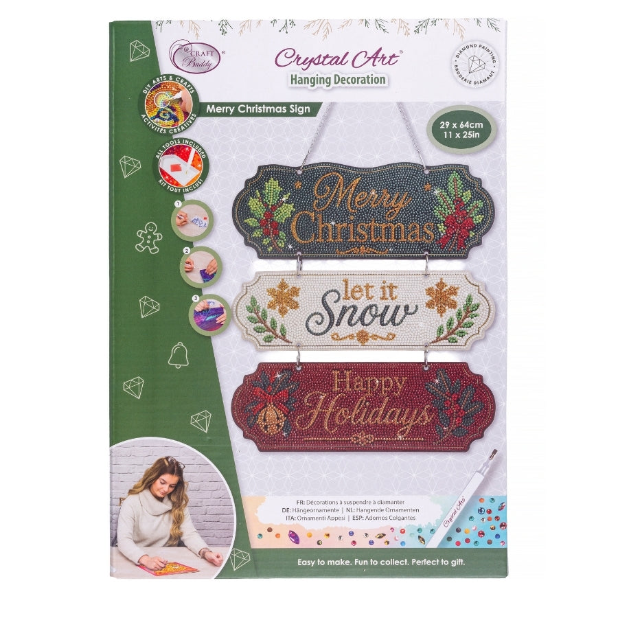 Merry Christmas Sign Crystal Art Hanging Decoration Kit