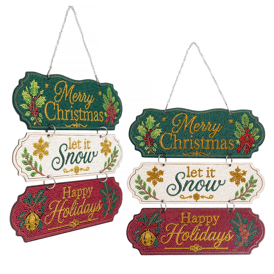 Merry Christmas Sign Crystal Art Hanging Decoration Kit
