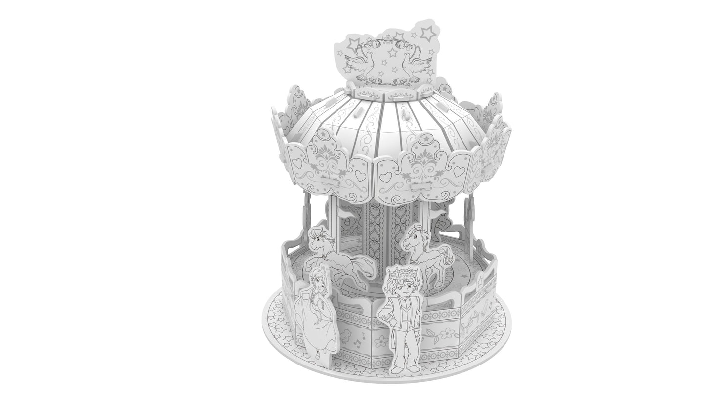 "Magical Merry Go Round" 3D Colour Me Puzzle Kit