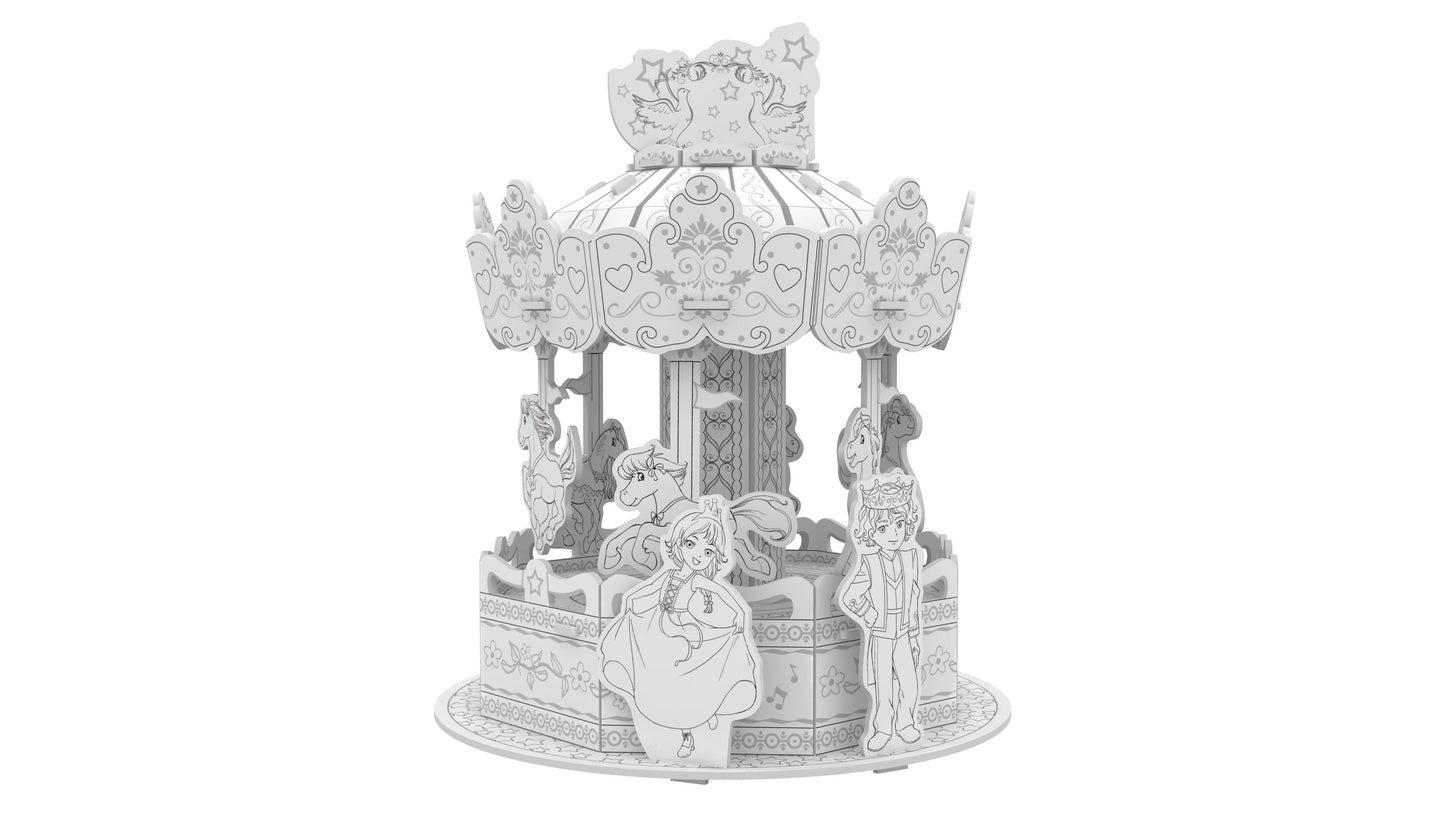 "Magical Merry Go Round" 3D Colour Me Puzzle Kit