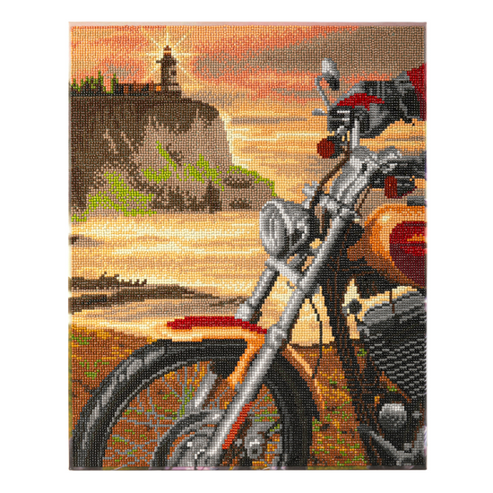 Motorcycle Sunset Crystal Art Canvas Kit 40cmx50cm 6