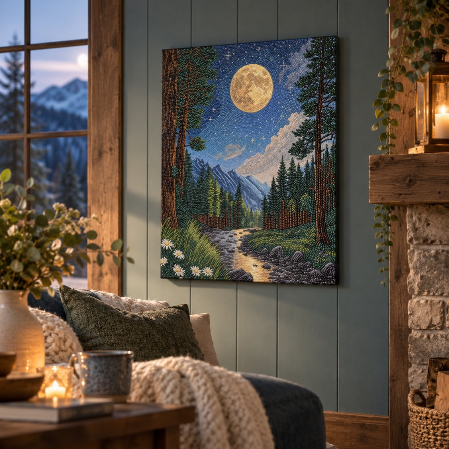 Mountain Moonrise Crystal Art Canvas Kit 40x50cm