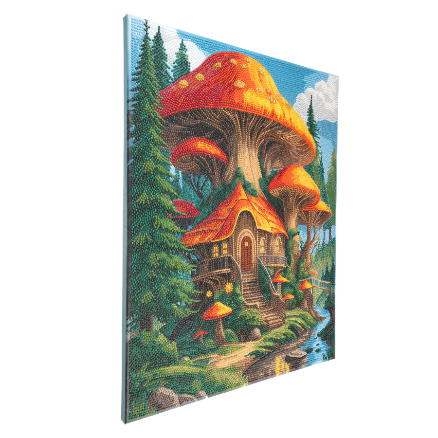 Mushroom House Crystal Art Canvas Kit 40x50cm