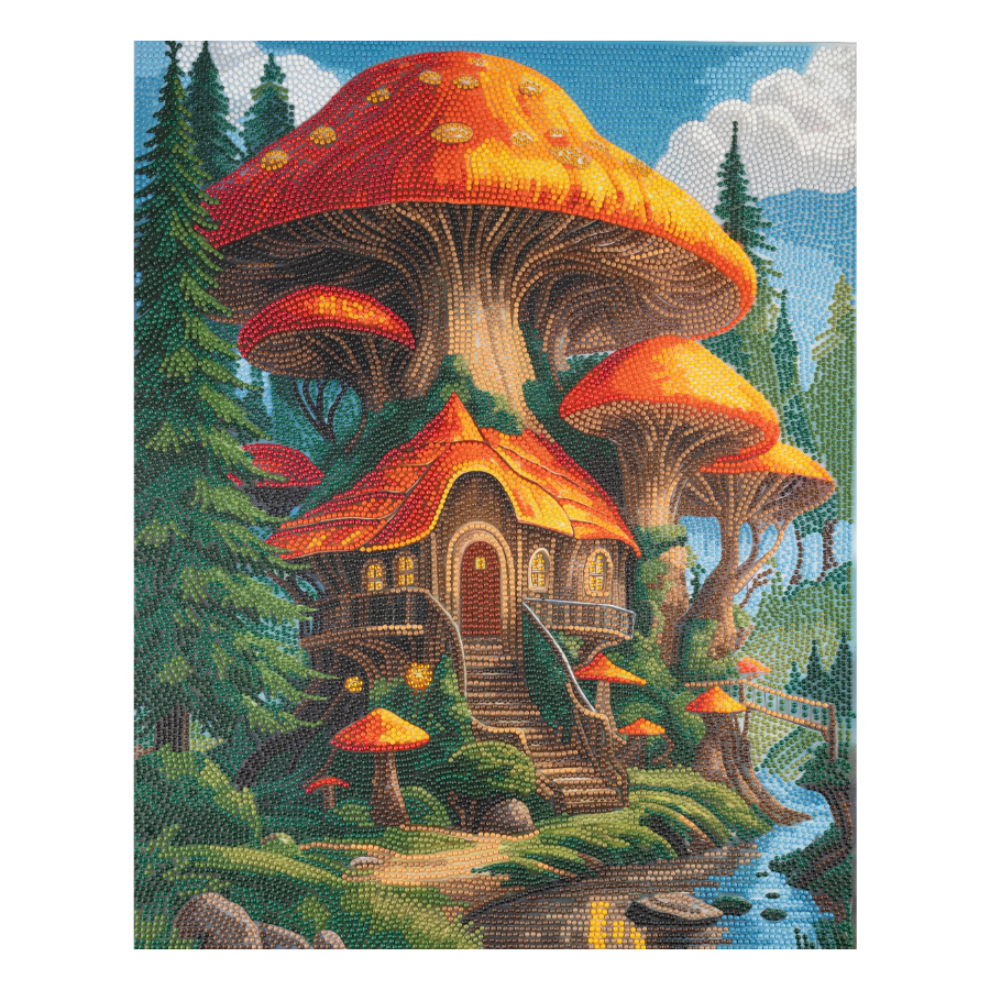 Mushroom House Crystal Art Canvas Kit 40x50cm
