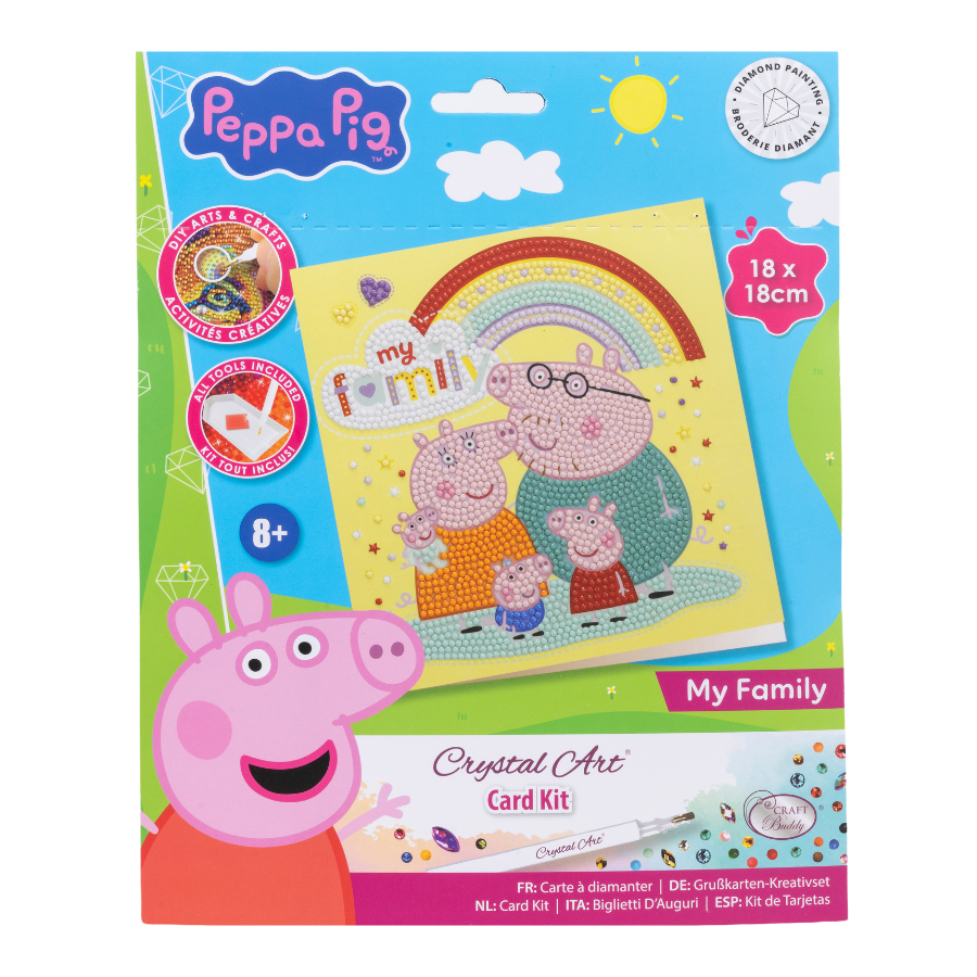 My Family Crystal Art Card 18x18cm Peppa Pig