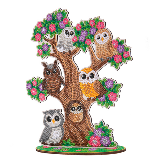 Owl Tree Crystal Art Wooden Decoration 2