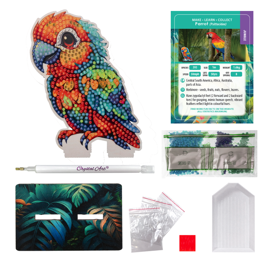 Parrot Crystal Art Wildlife Buddies contents