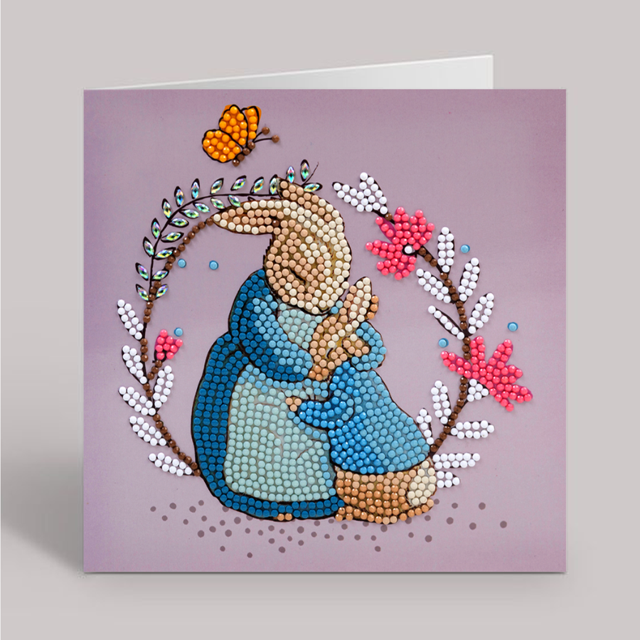 CCK-PRBT05: Peter & Mrs Josephine Rabbit 18x18cm Crystal Art Card